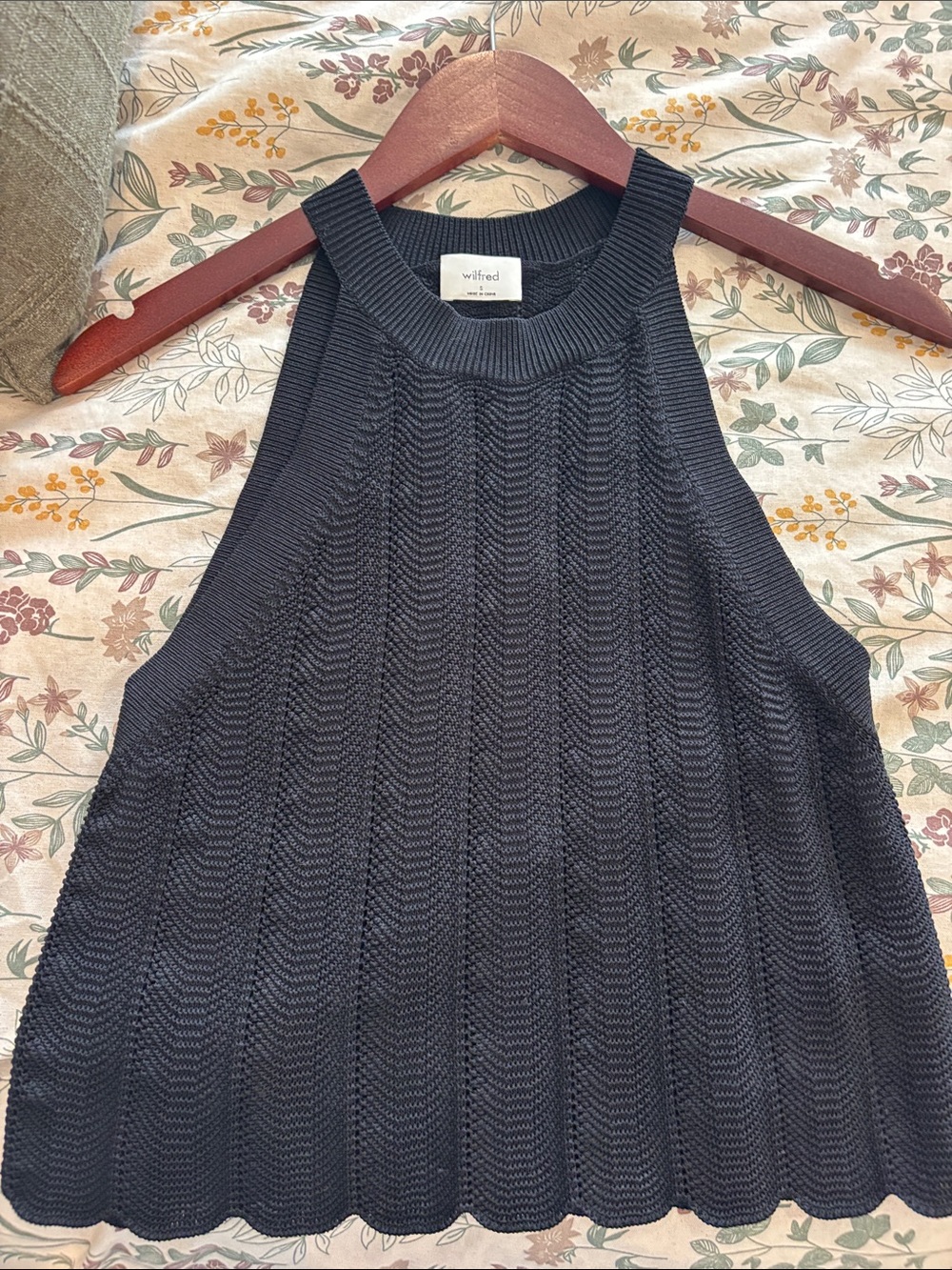 Wilfred Black Ribbed Halter Knit Tank